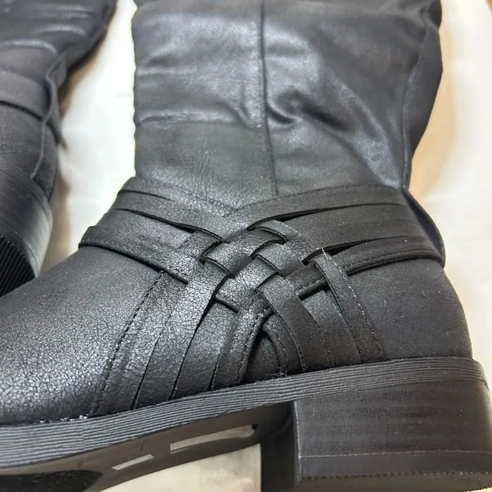 Journee Collection Womens 8 M Black Meg Knee High Riding Boots NIB OJ5